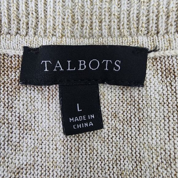 Talbots Sweater Womens Large Metallic Gold Crewneck Twirl Floral Pullover Dolman - Picture 7 of 8